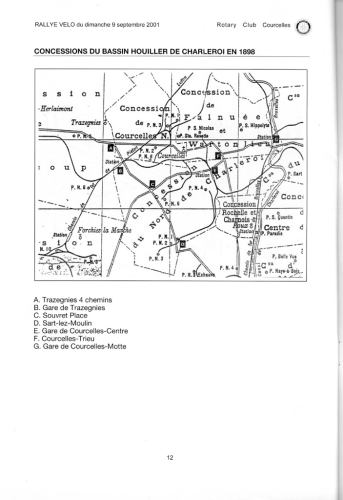 Carte des concessions du bassin houiller de Charleroi en 1898